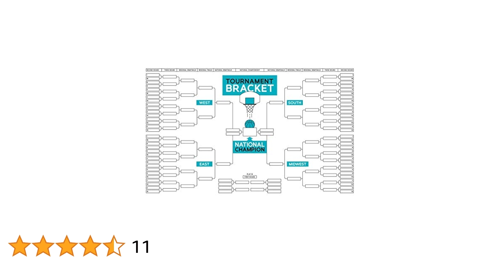 Amazon 2025 2026 Mens Basketball Tournament Bracket Blank Empty Teams Wall Chart Cool Wall Art Print Poster 16x24 Sports Outdoors