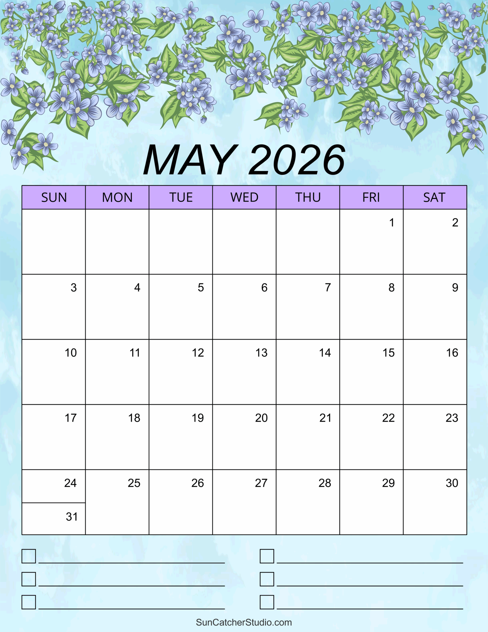 Blank Calendar Printable May 2026